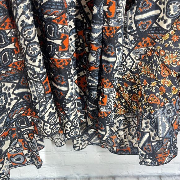 Coline Dress Women L/XL Brown Below Knee Floral Patchwork Bohemian Prairie Beach - Picture 10 of 15